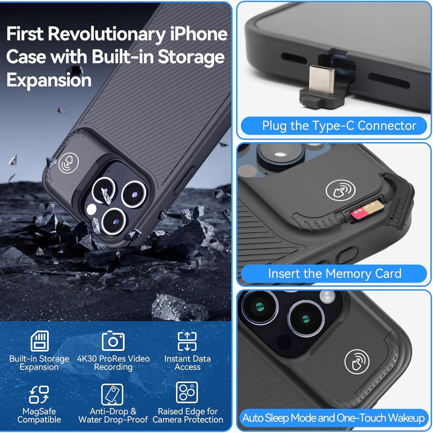 Airzy Invisible Storage Case for iPhone 16 Pro / 16 Pro Max