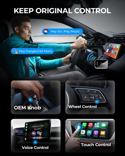 Airzy Wireless CarPlay & Android Auto Adapter – Seamless Plug & Play | Lag-Free | Dual Compatibility